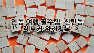 안동 여행 필수템 🚗 신안동 렌트카 완전정복!